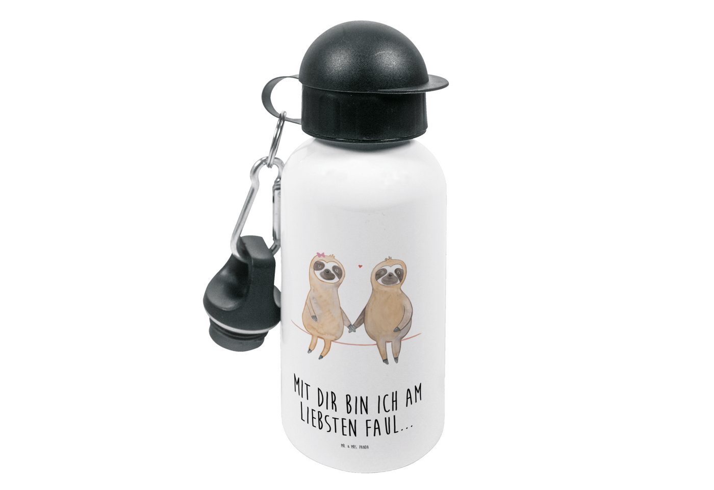 Mr. & Mrs. Panda Trinkflasche Faultier Pärchen - Weiß - Geschenk, gemeinsam, Faultier Deko, Faultie, Leicht zu öffnen von Mr. & Mrs. Panda