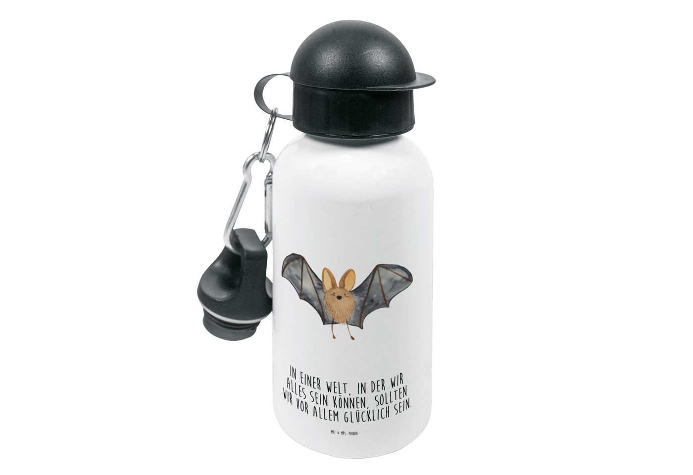 Mr. & Mrs. Panda Trinkflasche Fledermaus Flügel - Weiß - Geschenk, Tiermotive, Flasche, lustige Spr, Fröhliche Motive von Mr. & Mrs. Panda