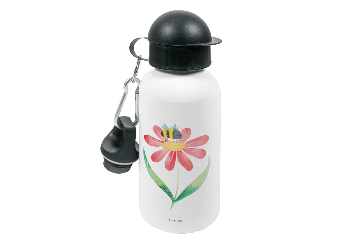 Mr. & Mrs. Panda Trinkflasche Hummel Blume - Weiß - Geschenk, Kindergarten Flasche, Kinder Trinkfla, Leicht zu öffnen von Mr. & Mrs. Panda