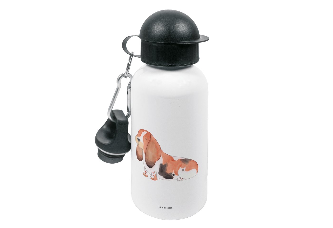Mr. & Mrs. Panda Trinkflasche Hund Basset Hound - Weiß - Geschenk, Sprüche, lange Ohren, Kindergart, Leicht zu öffnen von Mr. & Mrs. Panda