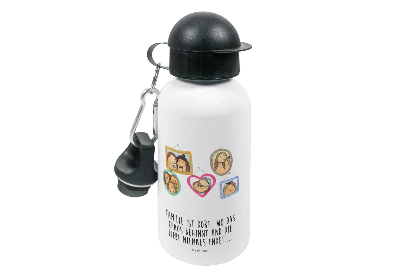 Mr. & Mrs. Panda Trinkflasche Igel Familie - Weiß - Geschenk, Mama, Jungs, Papa, Oma, Kinder, Zusam, Mundstück mit Deckel von Mr. & Mrs. Panda