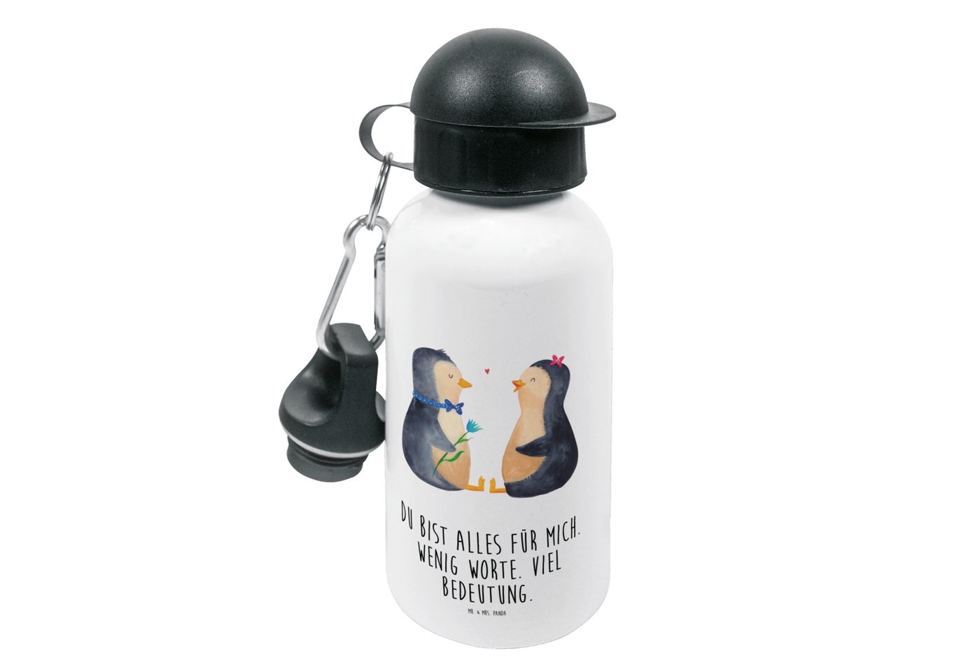 Mr. & Mrs. Panda Trinkflasche Pinguin Pärchen - Weiß - Geschenk, Kindergarten Flasche, Kinder Trink, Fröhliche Motive von Mr. & Mrs. Panda