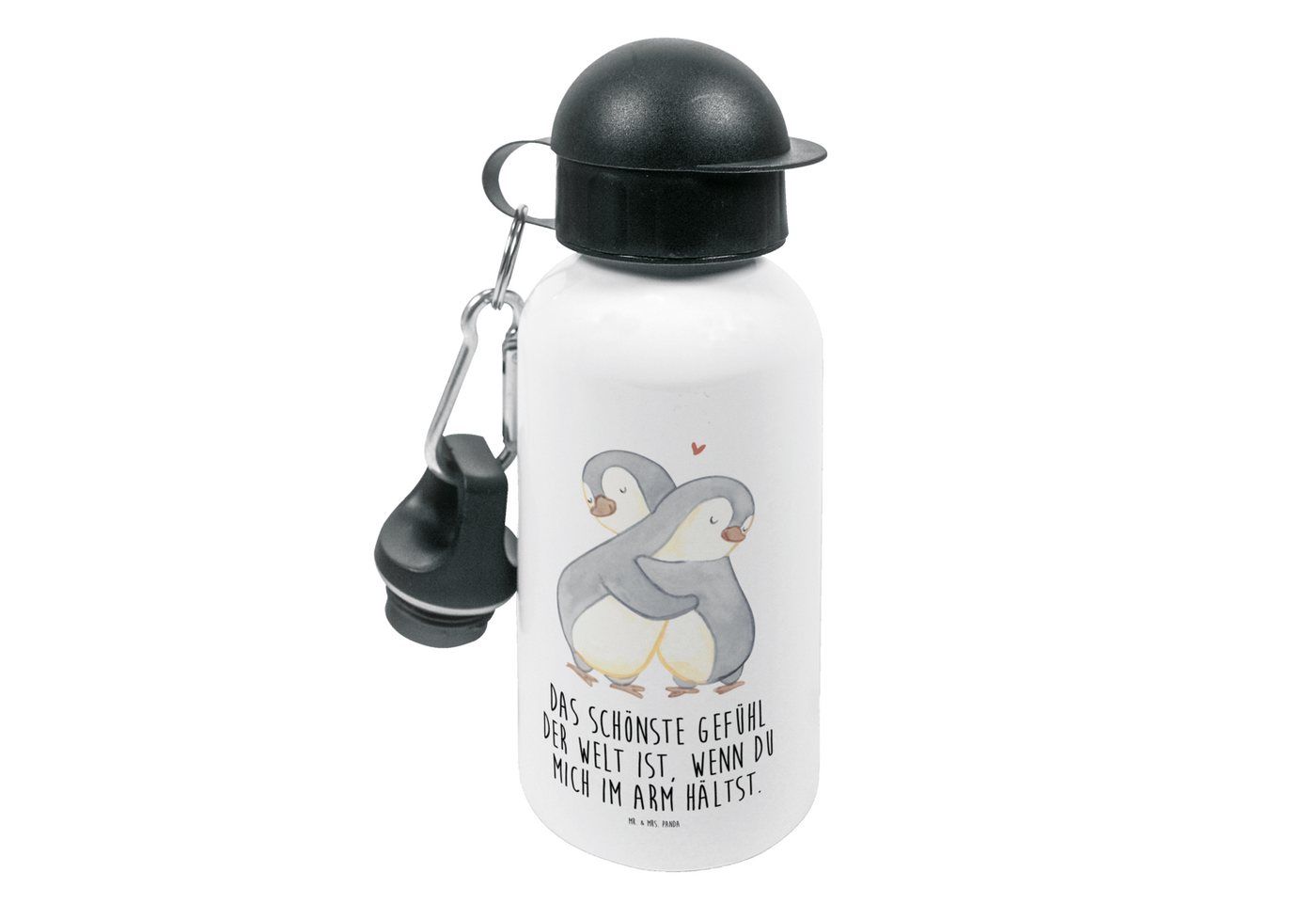 Mr. & Mrs. Panda Trinkflasche Pinguine Kuscheln - Weiß - Geschenk, Ehemann, Kindertrinkflasche, Mäd, Bruch- und auslaufsicher von Mr. & Mrs. Panda