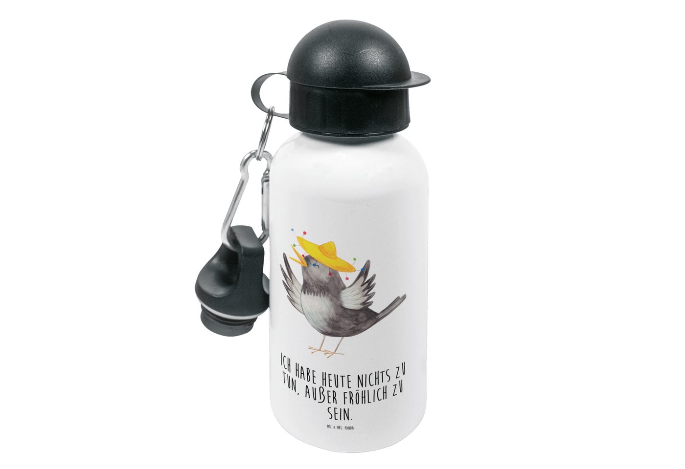 Mr. & Mrs. Panda Trinkflasche Rabe Sombrero - Weiß - Geschenk, Kids, Kindertrinkflasche, Tiere, Gut, Leicht zu öffnen von Mr. & Mrs. Panda