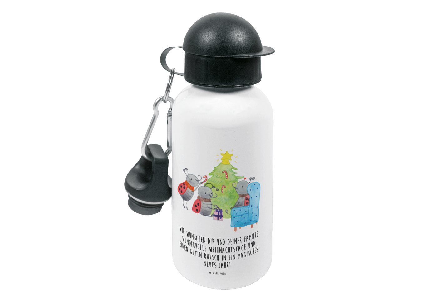 Mr. & Mrs. Panda Trinkflasche Weihnachten Smörle - Weiß - Geschenk, Kindergarten Flasche, Trinkflas, Mundstück mit Deckel von Mr. & Mrs. Panda