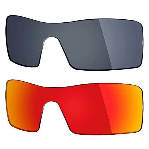 MRY 2 Paar Polarisierte Ersatz Gläser für Oakley Oil Rig Sonnenbrille – Rich Option Farben, Fire Red & Black Iridium von Mryok