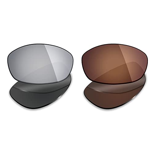 Mryok 2 Paar polarisierte Ersatzgläser für Oakley Fives 2.0 Sonnenbrille – Optionen, Silver Titanium & Bronze Brown, Einheitsgröße von Mryok