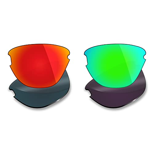 Mryok Polarisierte Ersatzgläser für Oakley Frogskins Lite Sonnenbrille, 2 Paar, Fire Red & Emerald Green, Einheitsgröße von Mryok