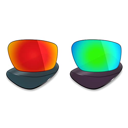 Mryok Polarisierte Ersatzgläser für Oakley Straightlink Sonnenbrillen, 2 Paar, Fire Red & Emerald Green, Einheitsgröße von Mryok