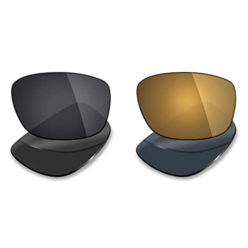 Mryok Polarisierte Ersatzgläser für Oakley Ten X Sonnenbrillen, 2 Paar, Stealth Black & Bronze Gold, Einheitsgröße von Mryok