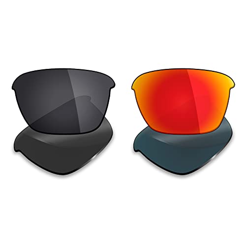 Mryok Polarisierte Ersatzgläser für Oakley Thinlink Sonnenbrillen, 2 Paar, Stealth Black & Fire Red, Einheitsgröße von Mryok