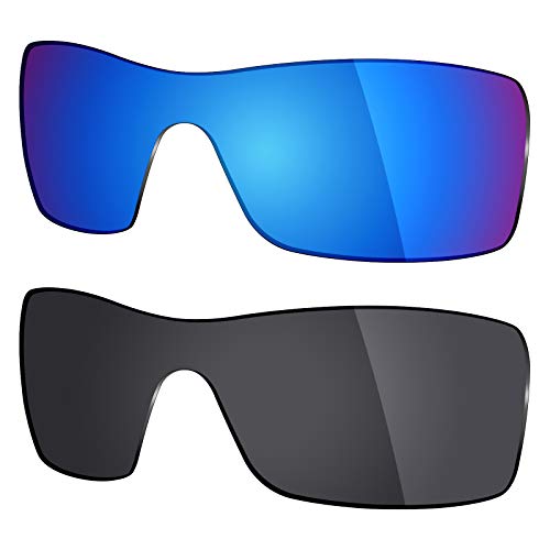 Mryok polarisierte Ersatzgläser für Oakley Batwolf Sonnenbrillen, 2 Paar, Stealth Black & Ice Blue, Einheitsgröße von Mryok