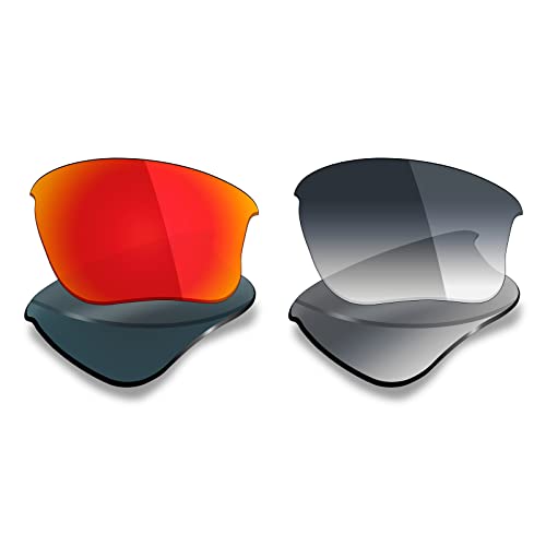 Mryok polarisierte Ersatzgläser für Oakley Flak Jacket XLJ Sonnenbrillen, 2 Paar, Fire Red & Grey Gradient Tint, Einheitsgröße von Mryok