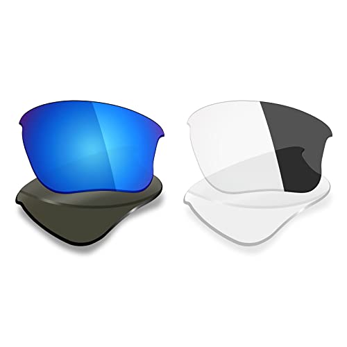 Mryok polarisierte Ersatzgläser für Oakley Flak Jacket XLJ Sonnenbrillen, 2 Paar, Ice Blue & Eclipse Grey Photochromic, Einheitsgröße von Mryok
