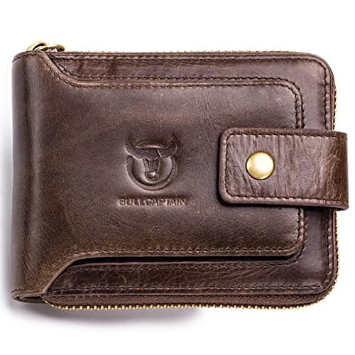 Geldbörse Herren Slim Wallet RFID Schutz Querformat Echtem Leder Brieftasche Portemonnaie Mini Geldbörse mit 13 Kartenschlitz und 1 Münztasche Geschenk für Vatertag Kreditkartenetui Mini,Coffee von MsiDtsoy