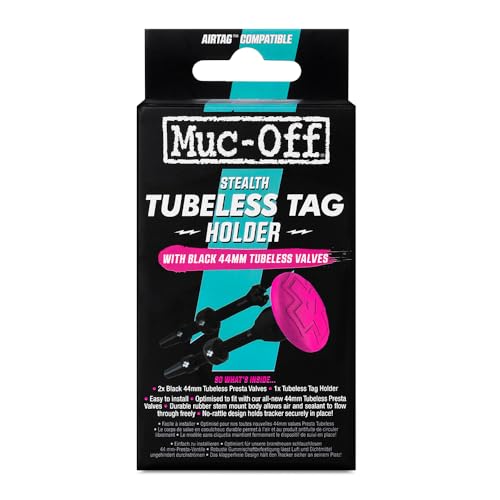 Muc-Off Unisex-Adult Stealth AirTag Holder & Tubeless Valves Kit, Pink/Black, One Size von Muc-Off