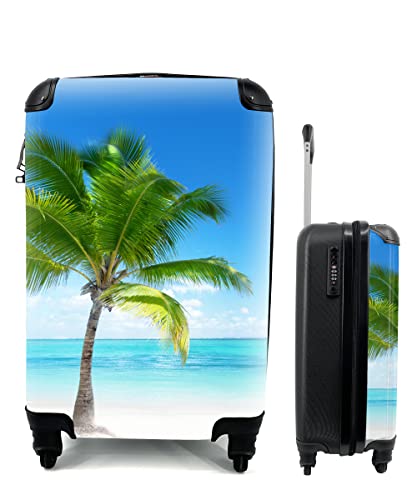 MuchoWow© Koffer Handgepäck Trolley Rollkoffer Kleine Reisekoffer mit 4 Rollen - Palme - Strand - Meer - Sommer - Cabin Size < 55x40x23 & 55x40x20 cm - Fotokoffer - Kabinenkoffer - Boardgepäck von MuchoWow