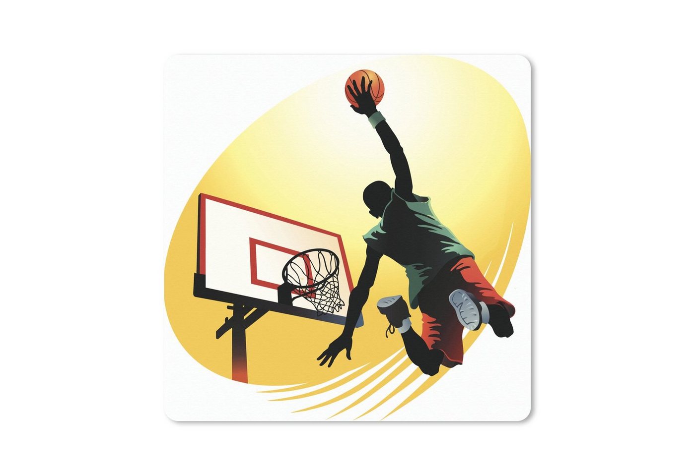 MuchoWow Gaming Mauspad In einer Illustration wirft ein Basketballspieler von der Seite (1-St), Mousepad mit Rutschfester Unterseite, Gaming, 40x40 cm, XXL, Großes von MuchoWow
