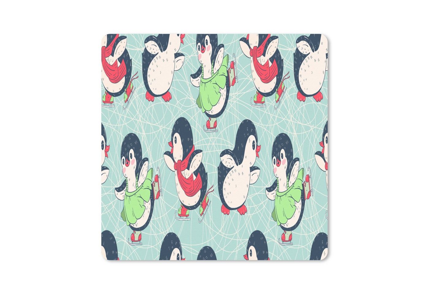 MuchoWow Gaming Mauspad Pinguin - Schlittschuhe - Design (1-St), Mousepad mit Rutschfester Unterseite, Gaming, 40x40 cm, XXL, Großes von MuchoWow