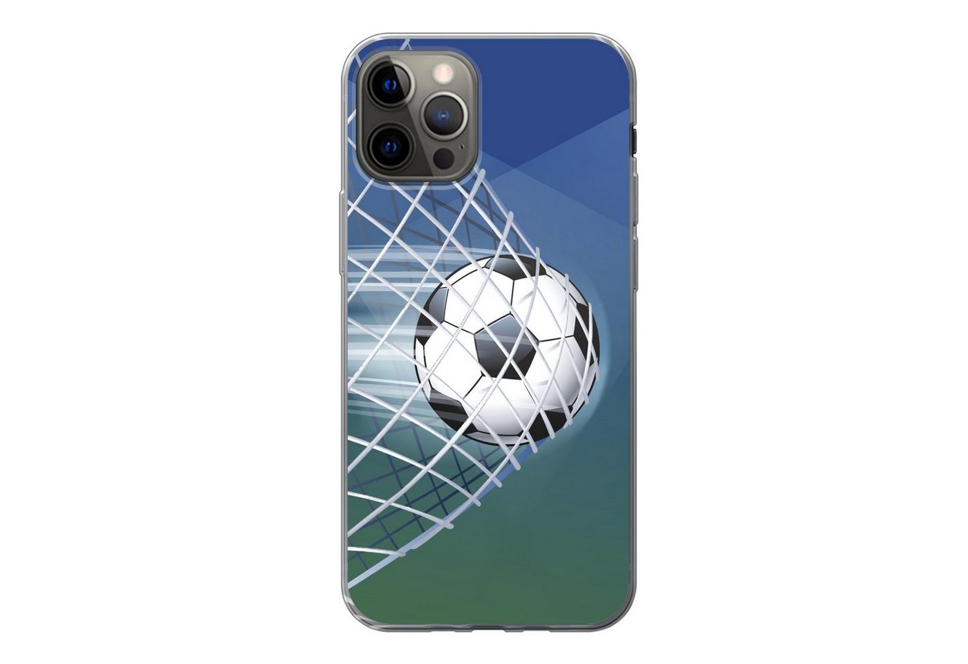 MuchoWow Handyhülle Eine Illustration eines Fußballs im Netz - Jungen - Mädchen - Kinder, Handyhülle Apple iPhone 13 Pro, Smartphone-Bumper, Print, Handy von MuchoWow