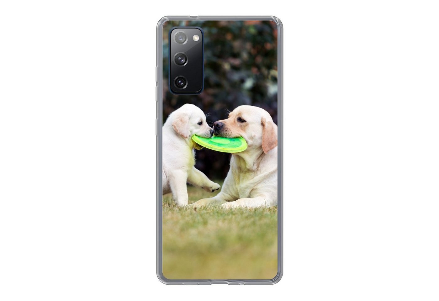 MuchoWow Handyhülle Hund mit seinem Welpen und einem Frisbee, Phone Case, Handyhülle Samsung Galaxy S20 FE, Silikon, Schutzhülle von MuchoWow