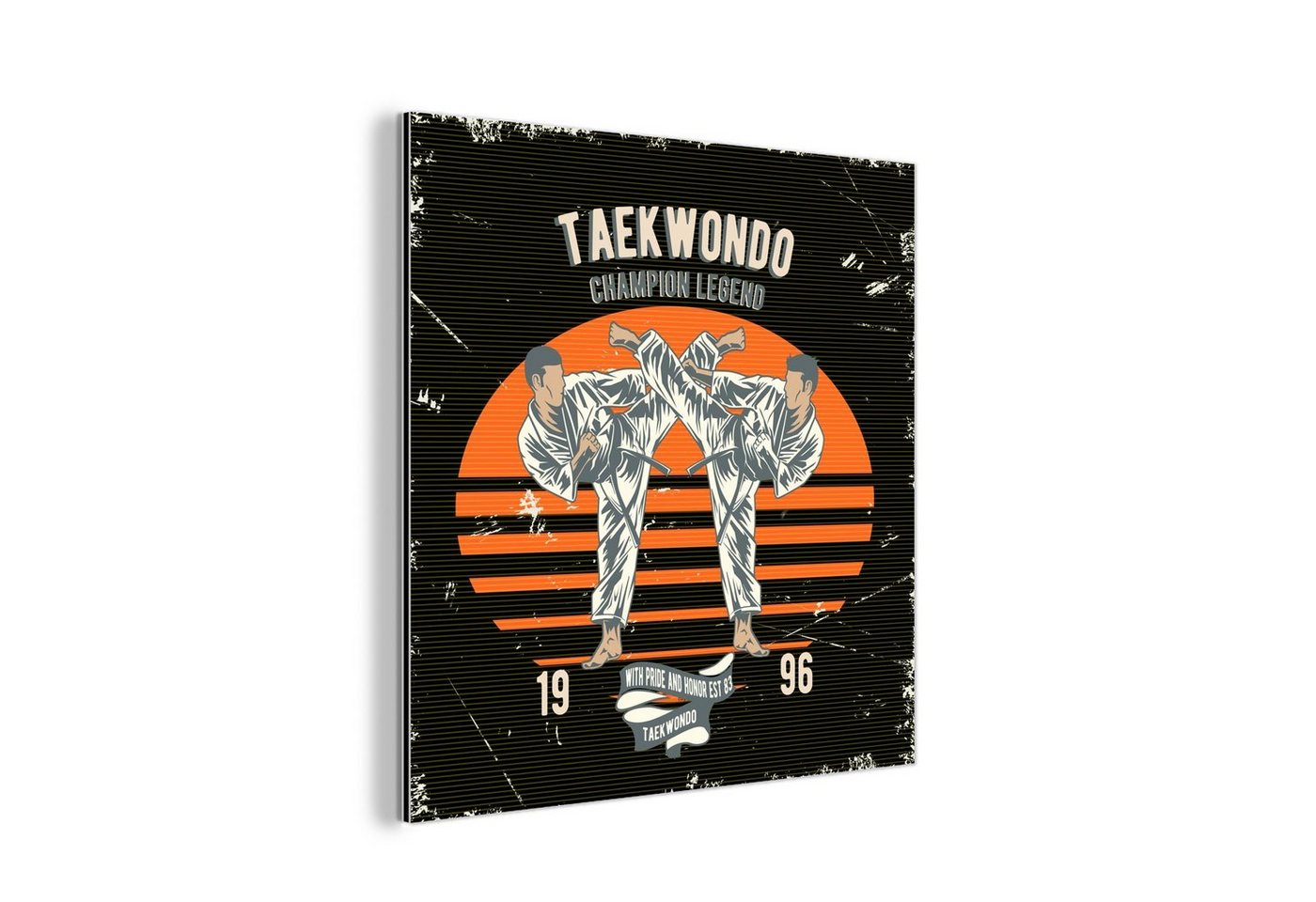 MuchoWow Metallbild Jahrgang - Sport - Taekwondo, (1 St), Alu-Dibond-Druck, Gemälde aus Metall, Aluminium deko von MuchoWow