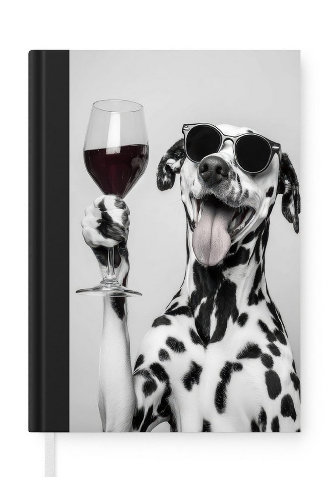 MuchoWow Notizbuch Sonnenbrille - Dalmatiner - Weinglas - Zunge, Notebook, Notizblock a5, Tagebuch, Journal Liniert von MuchoWow