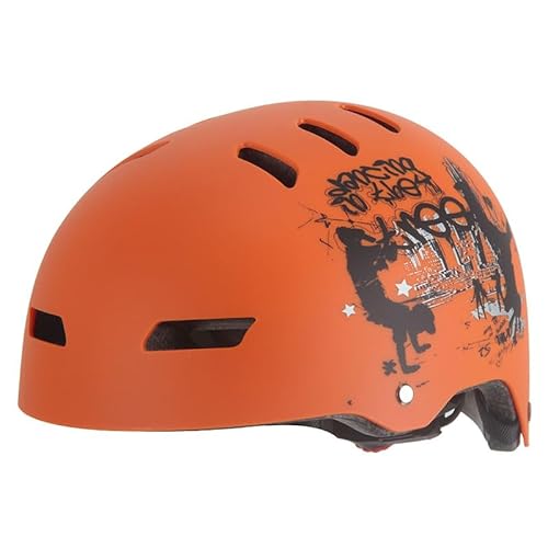 Kinder Fahrradhelm AERO – Fahrrad Halbschalenhelm für Kinder, ABS-Schale, robuster Kinderhelm für Radfahren, Skateboarden und Reiten, Orange matt mit Print, Größe M, 52 – 59 cm von Mud Defeater Motor