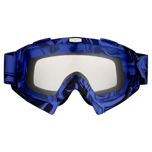 Mud Defeater Motor Kinder Brille Motocross Motorradbrille Racing Googles Quad Bike Cross Enduro Blau (Klares Glas) von Mud Defeater Motor