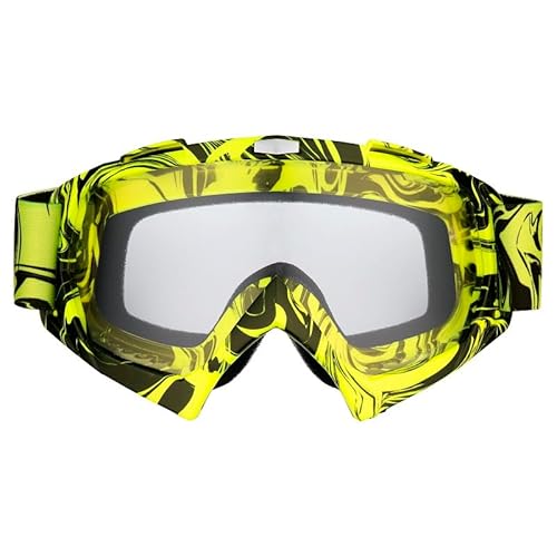 Mud Defeater Motor Kinder Brille Motocross Motorradbrille Racing Googles Quad Bike Cross Enduro Gelb (Klares Glas) von Mud Defeater Motor