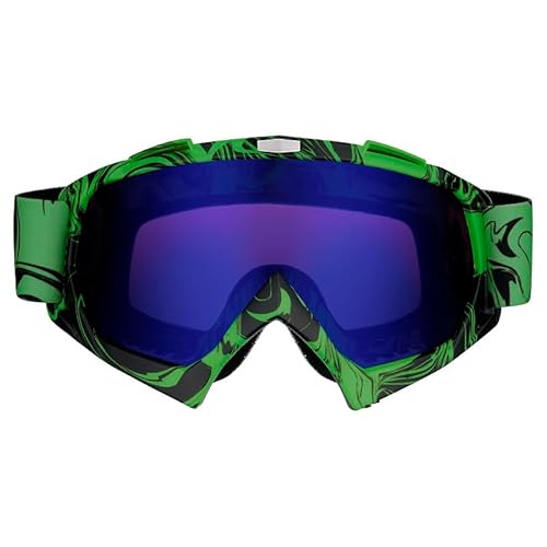 Mud Defeater Motor Kinder Brille Motocross Motorradbrille Racing Googles Quad Bike Cross Enduro Grün (Blau-Violettes Glas) von Mud Defeater Motor
