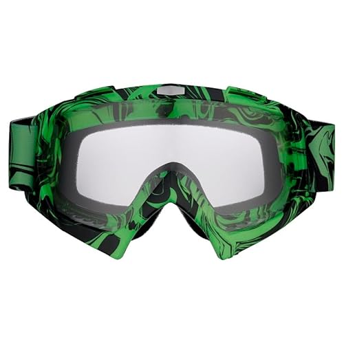 Mud Defeater Motor Kinder Brille Motocross Motorradbrille Racing Googles Quad Bike Cross Enduro Grün (Klares Glas) von Mud Defeater Motor