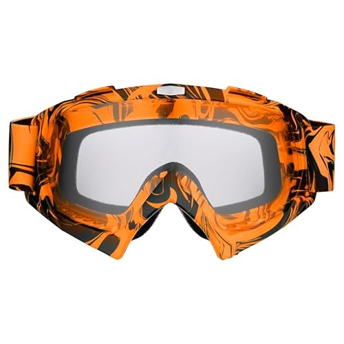 Mud Defeater Motor Kinder Brille Motocross Motorradbrille Racing Googles Quad Bike Cross Enduro Orange (Klares Glas) von Mud Defeater Motor