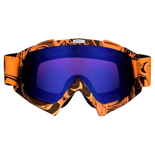 Mud Defeater Motor Kinder Brille Motocross Motorradbrille Racing Googles Quad Bike Cross Enduro Orange (Violettes Glas) von Mud Defeater Motor