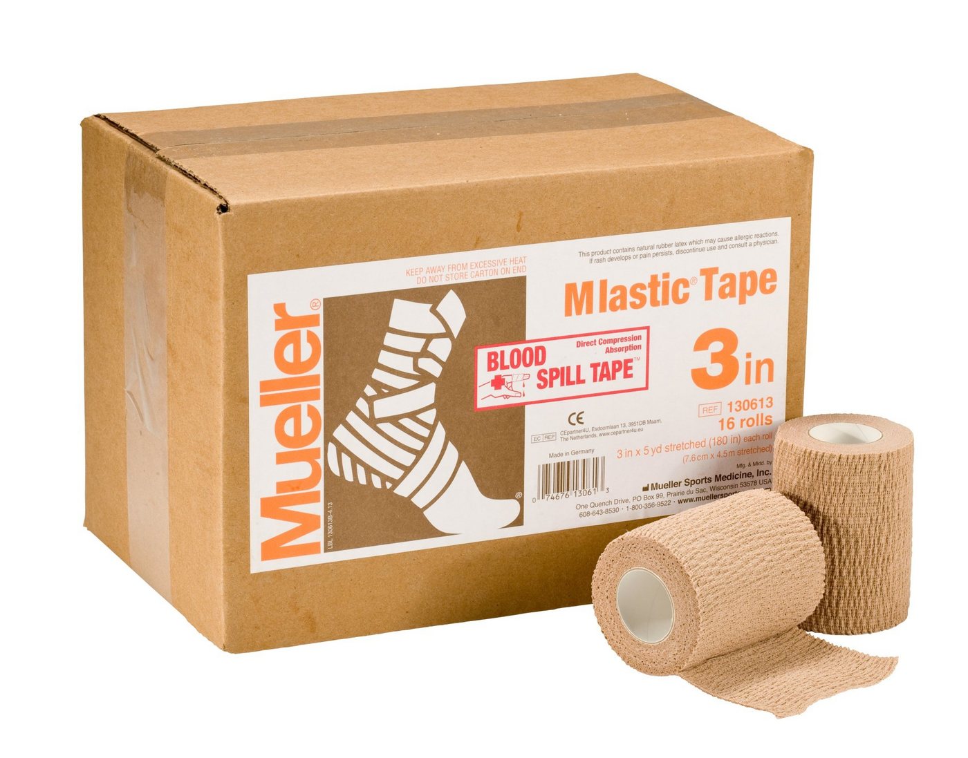 Mueller Sports Medicine Kinesiologie-Tape M Lastic Tape beige kohäsives Sporttape, 2 Größen von Mueller Sports Medicine