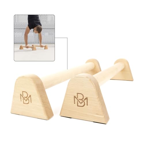 Müller & Blum Premium Holz Liegestützgriffe extra lang/nachhaltige und rutschfeste Calisthenics Parallettes/Yoga, Liegestütze oder Handstand Griffe/Push Up Bar für In- und Outdoor von Müller & Blum