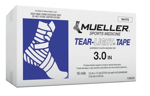 MUELLER Tear-Light Tape, Elastisches Klebeband, 7.5cm x 6,9m, weiss, 1 Rolle von Mueller