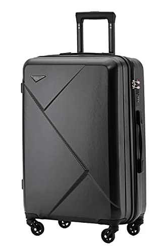 Münicase 9008 TSA-Schloß Reisekoffer Koffer Trolleys Hartschale Koffersets Beautycase-M-L-XL-Set (Großer Koffer (ca.76cm), Schwarz) von Münicase