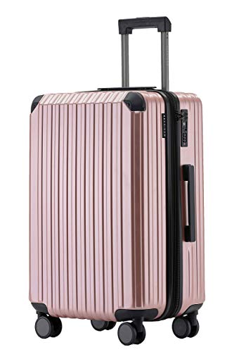Münicase M816 TSA-Schloß Koffer Reisekoffer Trolley Kofferset Hardschale Boardcase Handgepäck (Rosagold, Großer Koffer) von Münicase