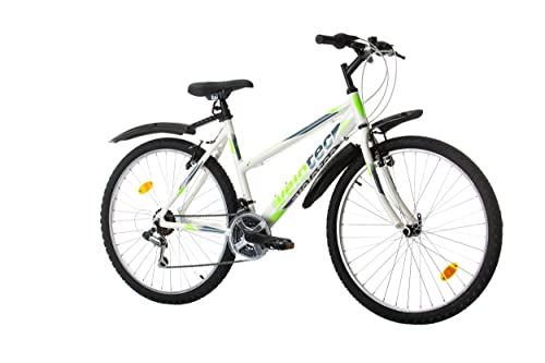 Multibrand PROBIKE 6th Sense 26 Zoll Mountainbike ALU Shimano 18 Gang, Mädchen-Fahhrad & Damen-Fahhrad geeignet ab 155 cm - 175 cm (Weiß Grün) von Multibrand Distribution