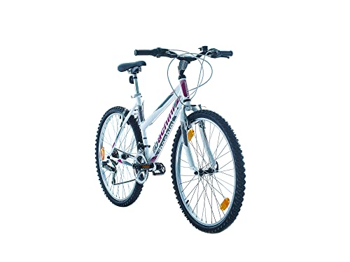 Multibrand PROBIKE 6th Sense 26 Zoll Mountainbike Shimano 18 Gang, Mädchen-Fahhrad & Damen-Fahhrad geeignet ab 155 cm - 175 cm (Weiß glänzend rosa) von Multibrand Distribution