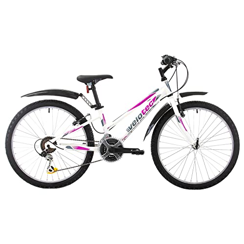 Multibrand Probike Adventure 24 Zoll Mountainbike Shimano 18 Gang Mädchen-Fahrrad & Jungen-Fahrrad, geeignet ab 130-155 cm (Weiß-Rosa-Legierung) von Multibrand Distribution