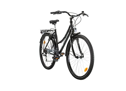 Probike 26 Zoll City Fahrrad Urban Cityräd Shimano 6-Gang Damen, Herren, Mädchen, geeignet ab 155 cm - 175 cm (Schwarz glänzend) von Multibrand Distribution