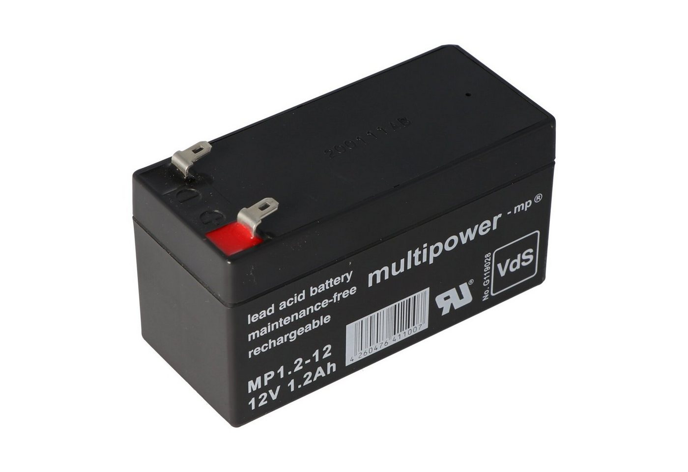 Multipower Multipower MP1.2-12 Blei Akku mit 4,8mm Faston Steckkontakten mit VDS Akku 1200 mAh (12,0 V) von Multipower