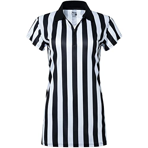 Murray Sporting Goods Schiedsrichter-Shirt für Damen, mit Kragen, schwarz-weiß gestreift, offizielles Trikot für Refs, Schiedsrichter-Kostüm, Kellnerinnen und mehr, Größe S von Murray Sporting Goods