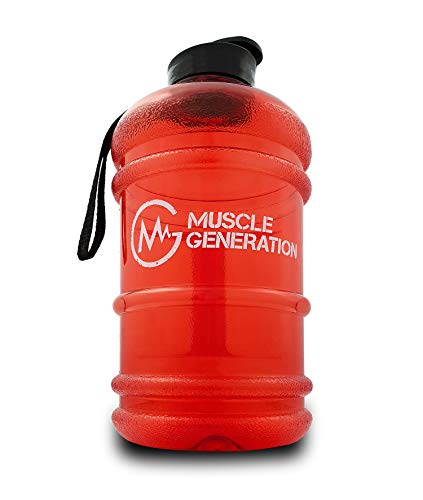 Musclegeneration Wassergallone | Water Jug | Big Bottle 2,2L | große Trinkflasche | XXL Wasser Kanister | Für Training, Sport, Gym & Fitness, Bodybuilding, Kampfsport (rot) von Musclegeneration