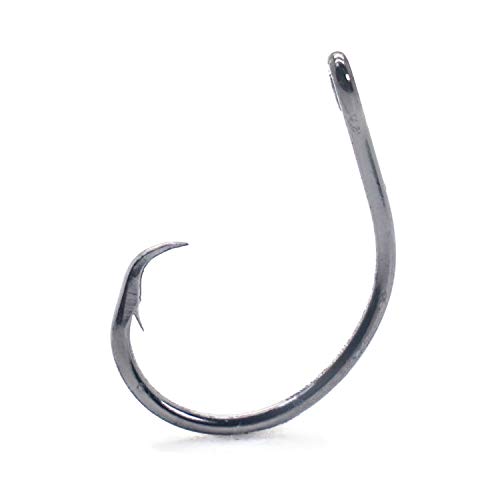 Mustad Classic 39944 Standard Wire Demon Perfect In Line Wide Gap Circle Hook | Salzwasser Süßwasserhaken für Thunfisch, Wels, Barsch und mehr, Größe 10/0, 50 Stück, Schwarz Nickel von Mustad