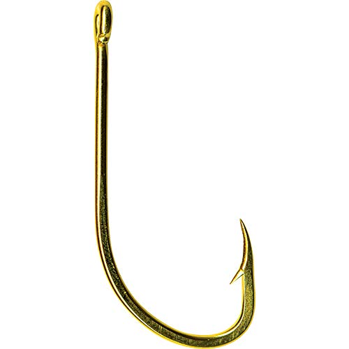 Mustad Classic Special Bend Long Shank Schnabelhalter Haken mit umgekehrtem Punkt (100 Stück), Gold, Größe 6 von Mustad