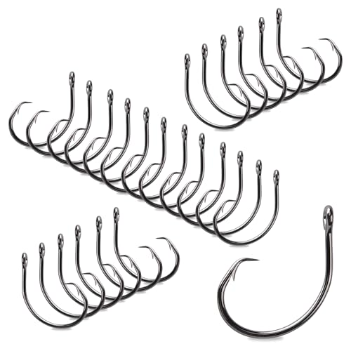 Mustad Demon Circle in Line Wide Gap Hook (25 Pack), Black/Nickel, Size 6/0 von Mustad