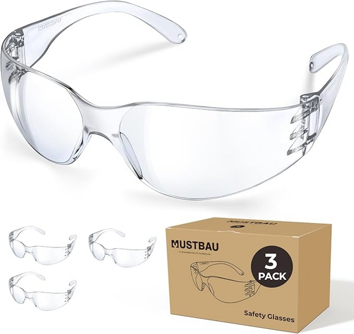 Mustbau Arbeitsschutzbrille, Schutzbrille Sicherheitsbrille Laborbrille Anti-Beschlag von Mustbau
